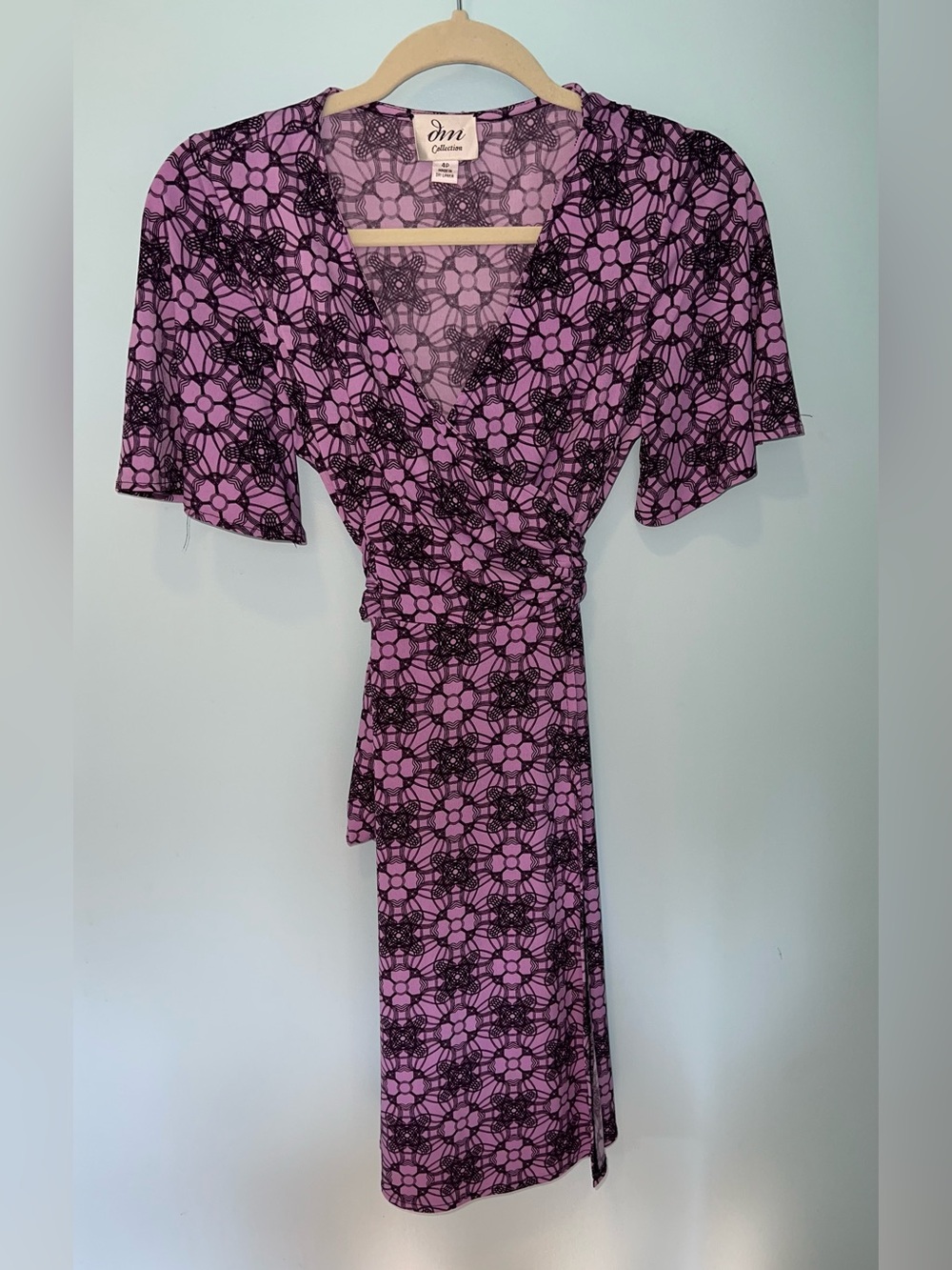 JM Collection Lilac Floral-Print Wrap Midi Dress
